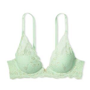 New! Victoria’s Secret Green Lace Lightly Lined Plunge Half Pad Bra 10266
